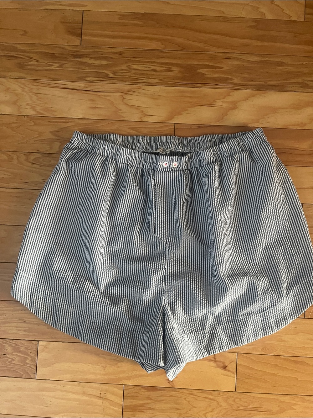 Free People Intimately Striped Blue and White Women’s Elastic-Waist Shorts